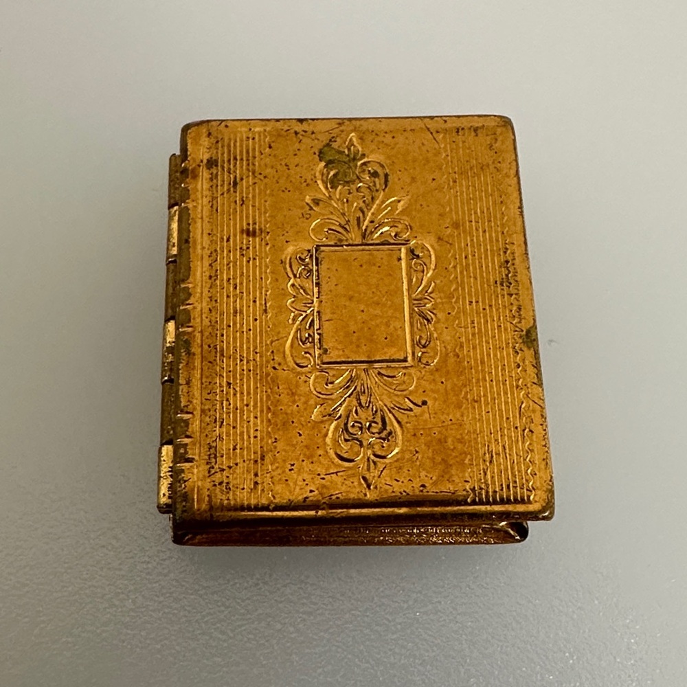Vintage Gold Toned Book Locket Necklace Pendant